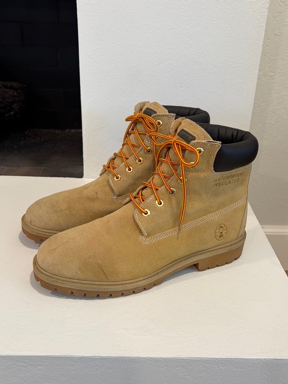 Coleman Sz 12 Tan Suede Waterproof Insulated Oil Resistant Steel Toe Work Boots